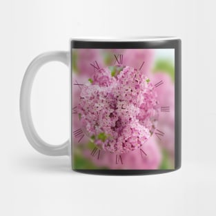 Pink lilac flowers on green background Mug